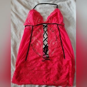 NWT Pink halter nightie with open back sz XL